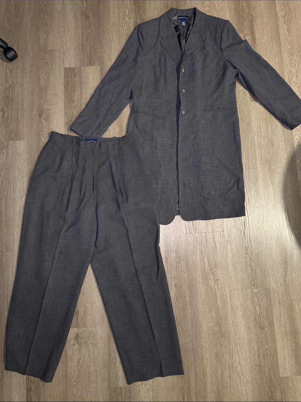 Charter Club Women's Dark Gray Pinstripe Pantsuit Jacket & Trousers